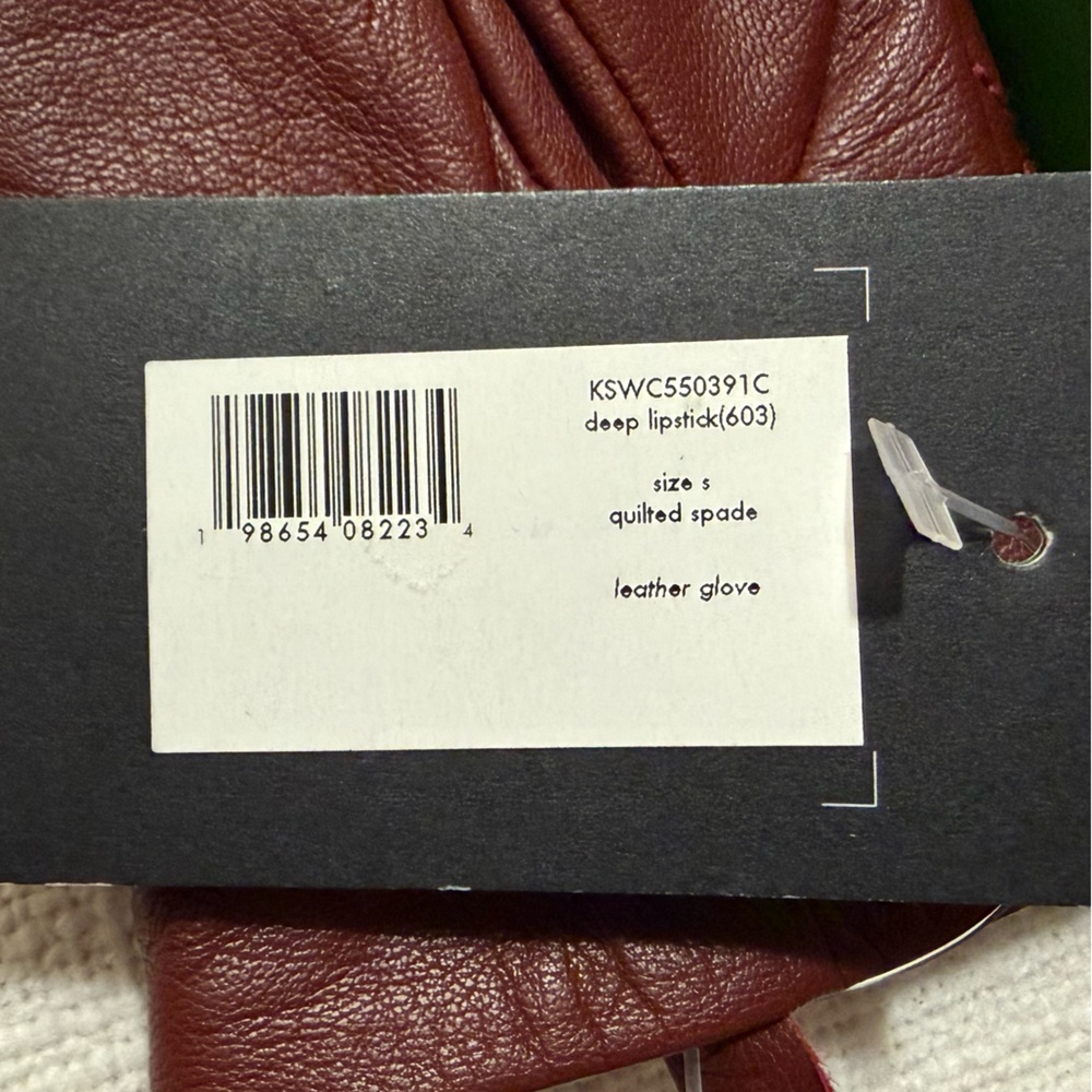 Kate Spade 100% Genuine Goat Leather Quilted Gloves in Deep Burgundy NWT size S - Picture 5 of 6